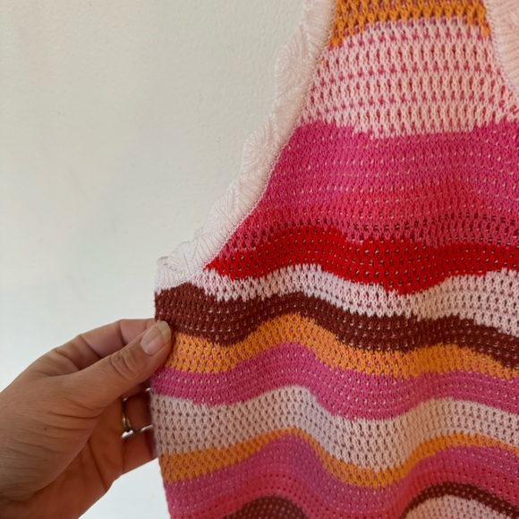 Ann Taylor Loft pink scalloped sweater knit tank top size large NEW! - Picture 5 of 9